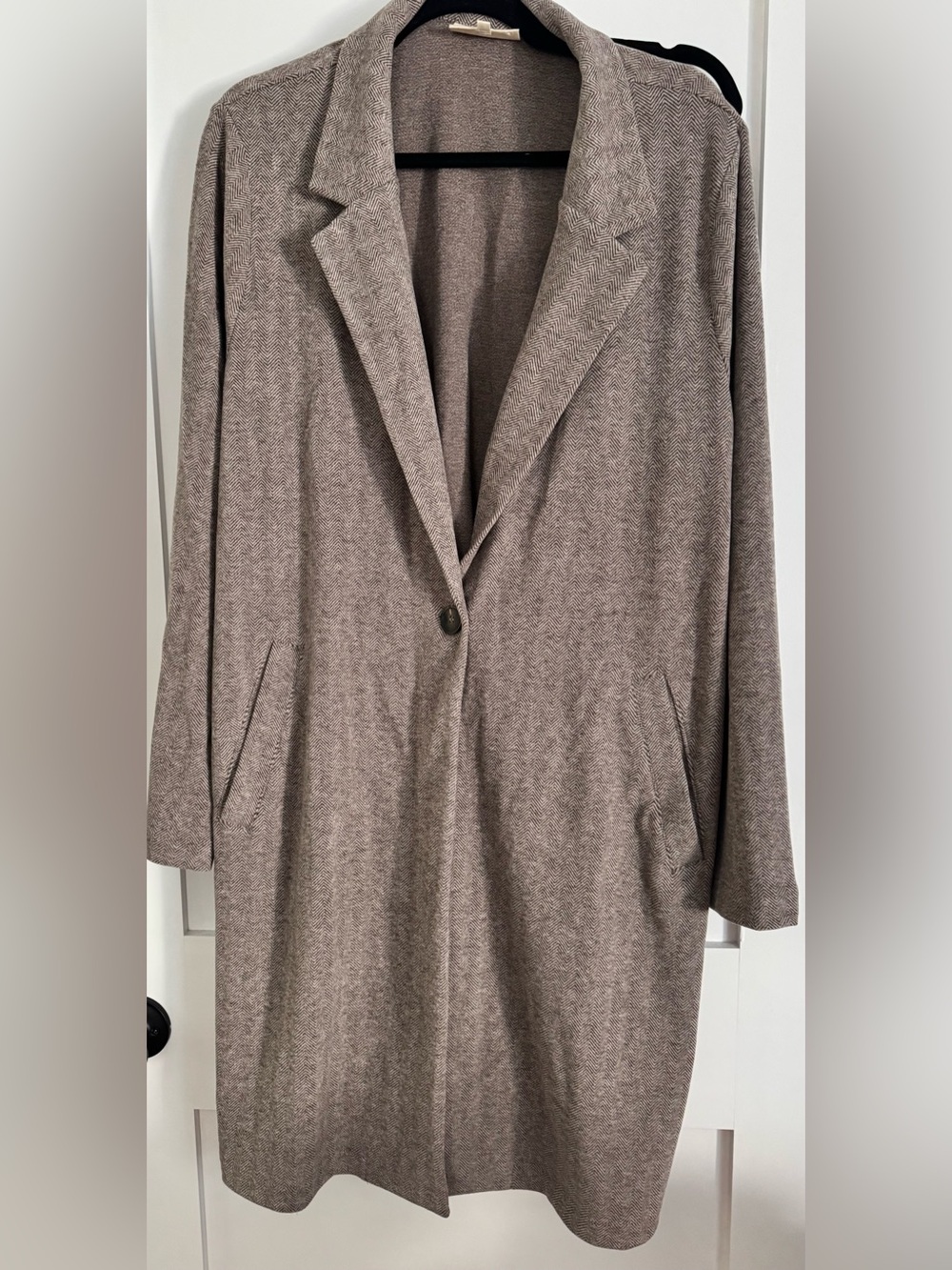 Melloday Women's lightweight Coatigan/herringbone Long Coat